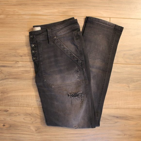 Free People Destroyed Skinny Jeans Black 0 - Picture 10 of 14